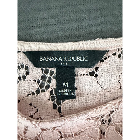 Banana Republic Sheer Lace Blouse Size M Blush Pink Romantic Victorian Feminine - Picture 5 of 8